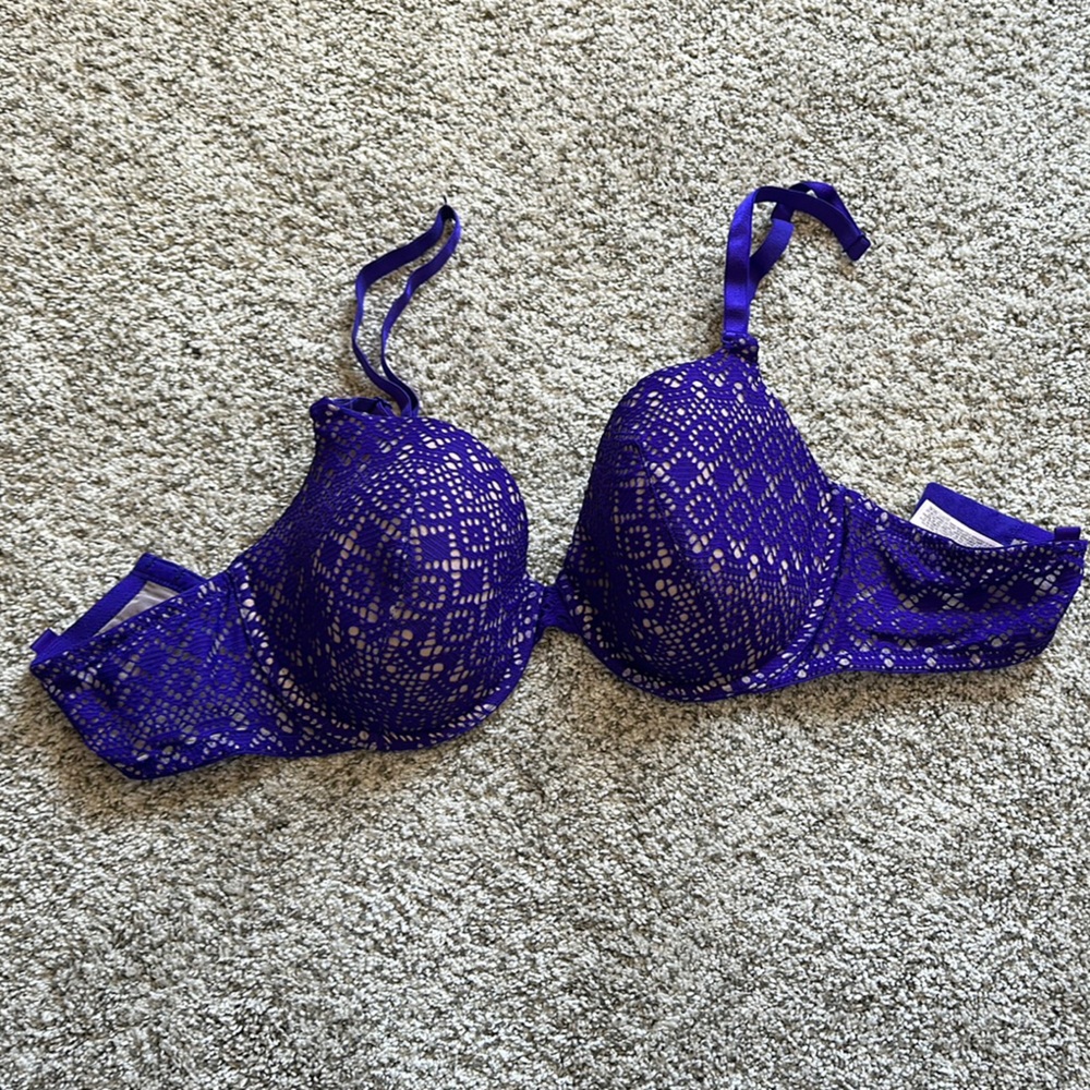Lace Underwire Bra - Purple